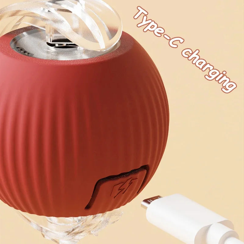 1~2Pcs Cat Interactive Ball Toys Automatic Rolling Ball Faux Tail Rechargeable Smart Pet Electric Toy Cat Training Imitate Mouse
