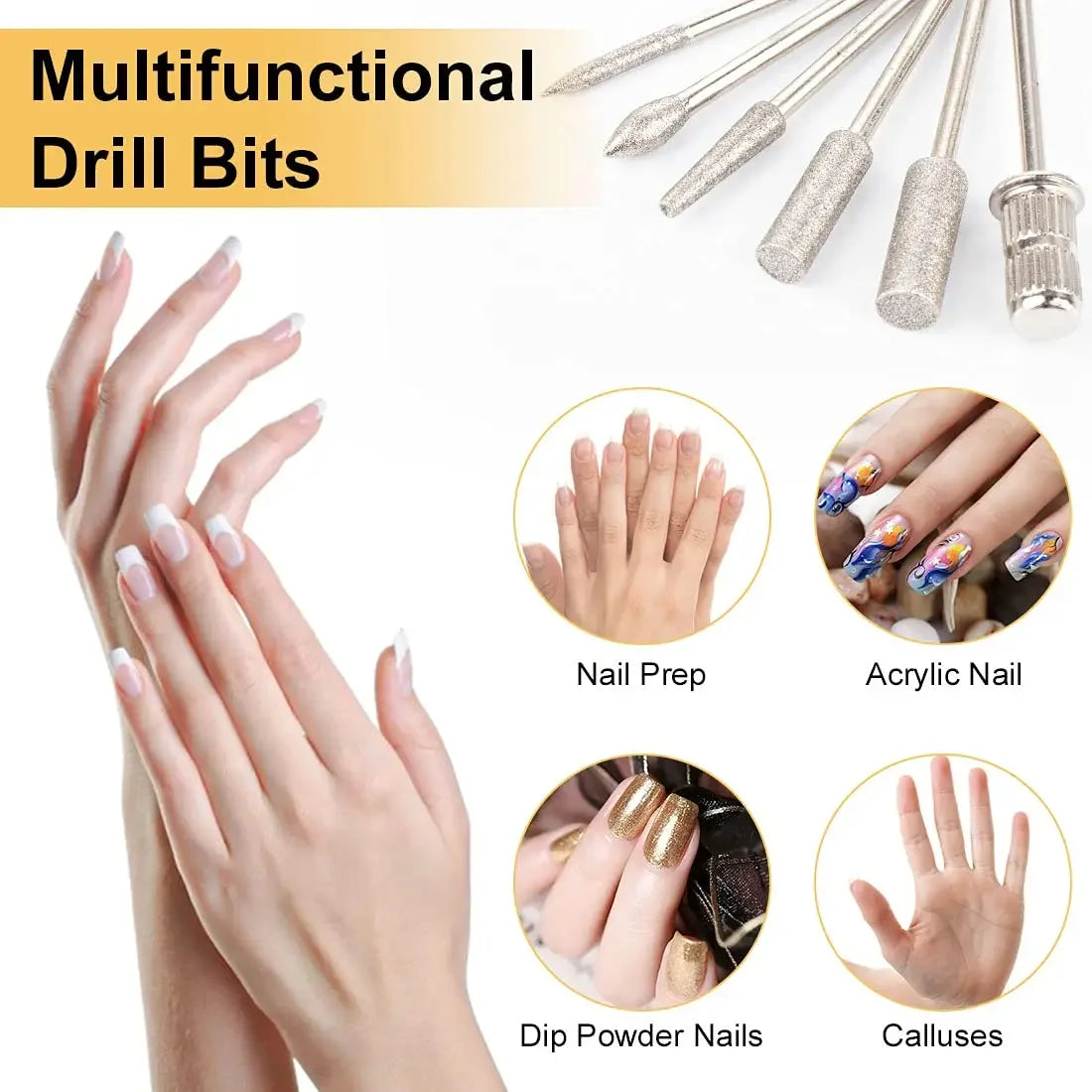 Professional 6-in-1 Electric Nail Drill Set - Nail File Pen for Filing, Polishing & Exfoliating