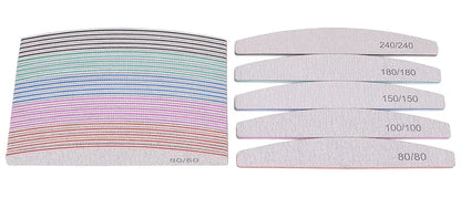 5/10Pcs Professional Nail File 150/180 Sandpaper Strong Thick Nail Files Sanding Half Moon Lime nail accessories and Tools Beauty World Shop