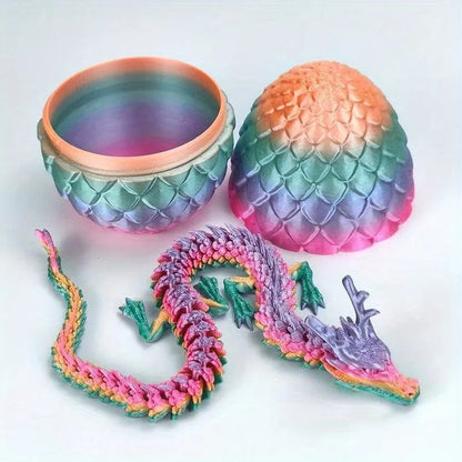 3D Printed Dragon Egg with Dragon Full Articulated Dragon Modle Movable Rotatable Articulated Desktop Ornament Kid Toy Beauty World Shop