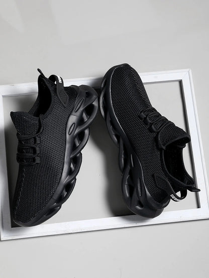 Men Sports Running Black Jogging Shoes Casual Sneakers Brown Outdoor Breathable Mesh Women Light Shock-absorption Black Tennis Beauty World Shop
