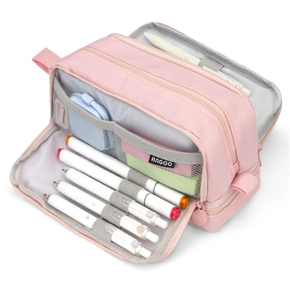 Large-Capacity Portable Pencil Case Minimalist Multi-Compartment Pencil Case Stationery Organizer Desktop Storage Pouch Beauty World Shop