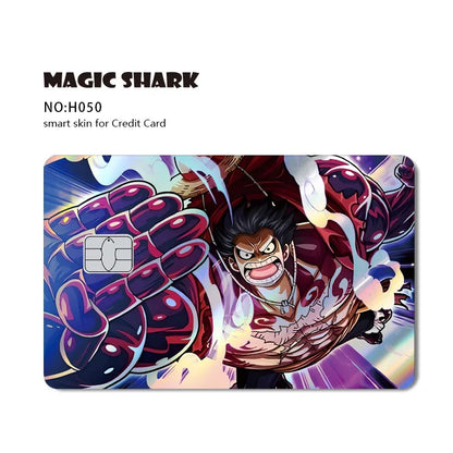 Magic Shark Luffy Zorro Ace Skull Anume Holographic Shinny Laser Sticker Film Skin for Credit Debit Card Beauty World Shop