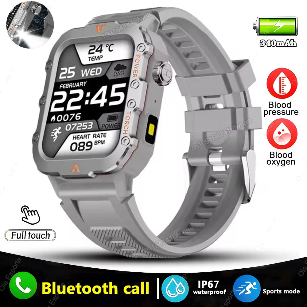 New Military GPS Smart Watch Men Flashlight Compass Waterproof Outdoor Sports Tracker Bluetooth Calls Smartwatch For Android IOS