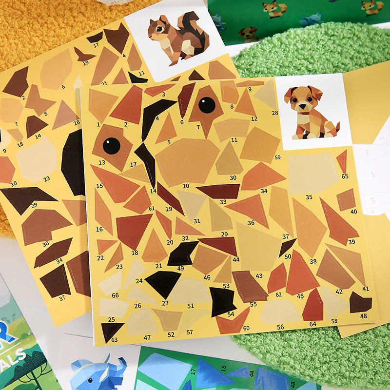 Mr Paper 12pcs/bag Sticker Book Students' Handmade 3D Geometric Collage DIY Stickers Early Educational Stickers For Journal Beauty World Shop