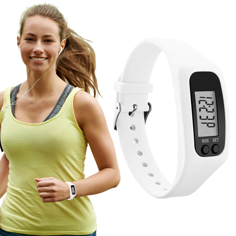 LED Pedometer Bracelet Walking Running Pedometer 12/24H Time Display Silicone Step Tracker Fitness Watch for Outdoor Sports Beauty World Shop