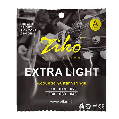 ZIKO DAG-010 6Pcs/Set Acoustic Guitar Strings Steel Core Copper Wound Guitarra Strings Acoustic Guitar Parts & Accessories Beauty World Shop