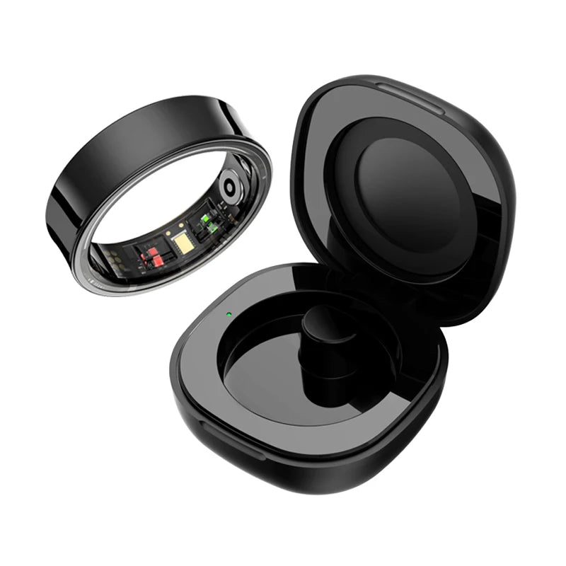 R09 Smart Ring Men Women with Charging Case,Heart Rate Blood Oxygen,Skin Temperature Monitor,5ATM Waterproof For Android iOS Beauty World Shop
