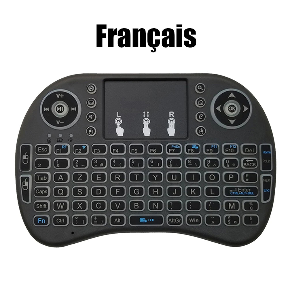 2.4G Air Mouse with Touchpad Keyboard i8 Arabic French Spanish Russian Backlit Mini Wireless Keyboard for PC Android TV Box Beauty World Shop