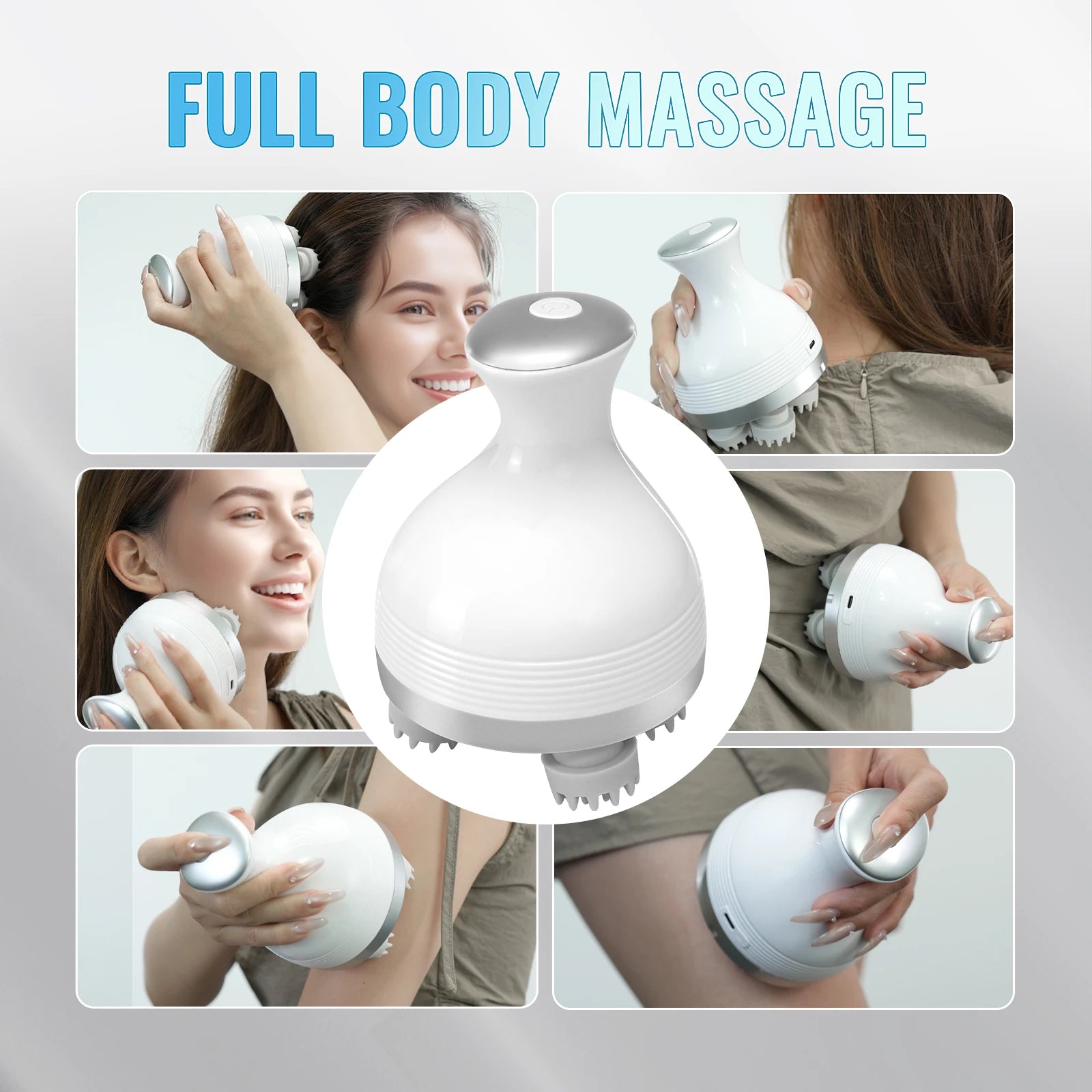 Electric Smart Head Massager Body Massage Neck Deep Tissue Kneading TYPE-C Wireless Waterproof Mini Scalp Massager  Stress Relax Beauty World Shop