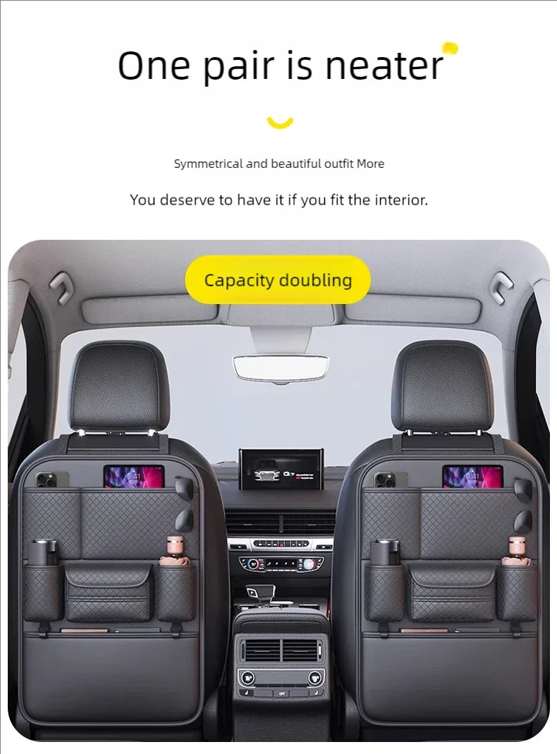 Multi-functional Car Seat Back Organizer High-Capacity Multi-Pocket Backseat Storage Bag Wear-Resistant Anti Kick Mat Beauty World Shop