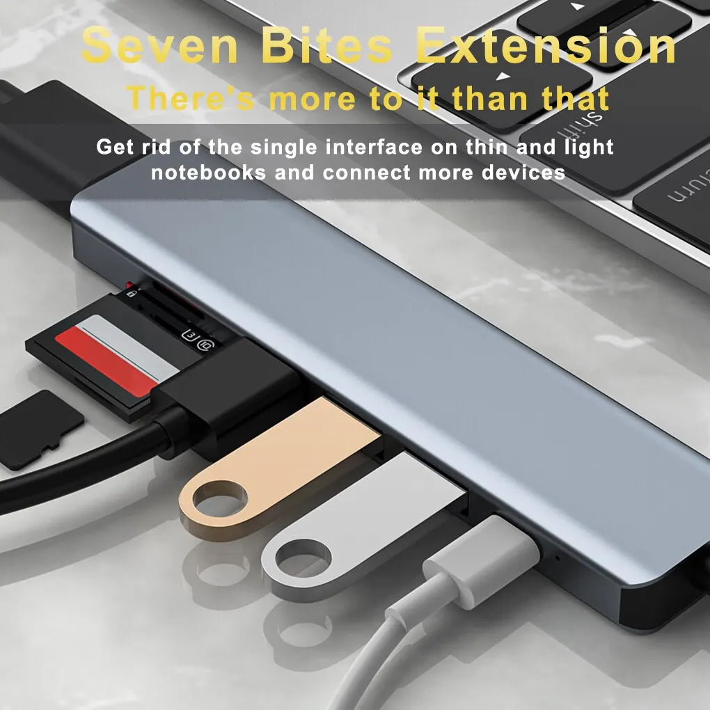 7 In 1 Type C Usb Hub Seven In One Type C 4k 30hz Usb Splitter Supports All Type C Channel Computers To Usb Compatible With Hdmi Beauty World Shop
