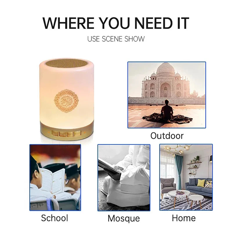 Holy Mini Bright Muslim Night Light Quran Lamp Box Koran Gift Azan Wireless Bluetooth Speaker Sound Portable Blutooth Music Home