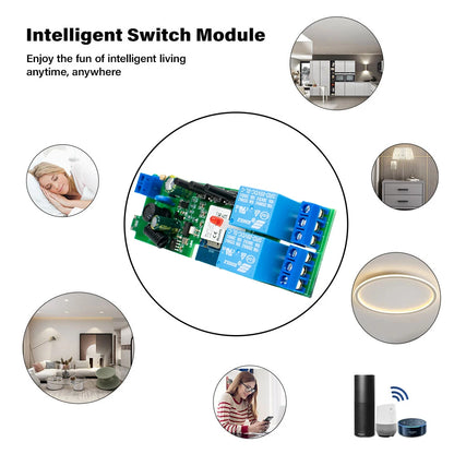 Tuya WIFI Smart Garage Gate Electric Door Access Motor Switch DC 12V 24V 32V AC 220V 1/2CH Pulse Relay Module RF433 Remote Alexa Beauty World Shop