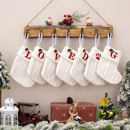 1PC A-Z Letter Hanging Christmas Stockings Knitted Socks  Christmas Tree Hanging for Family Party Decoration Beauty World Shop