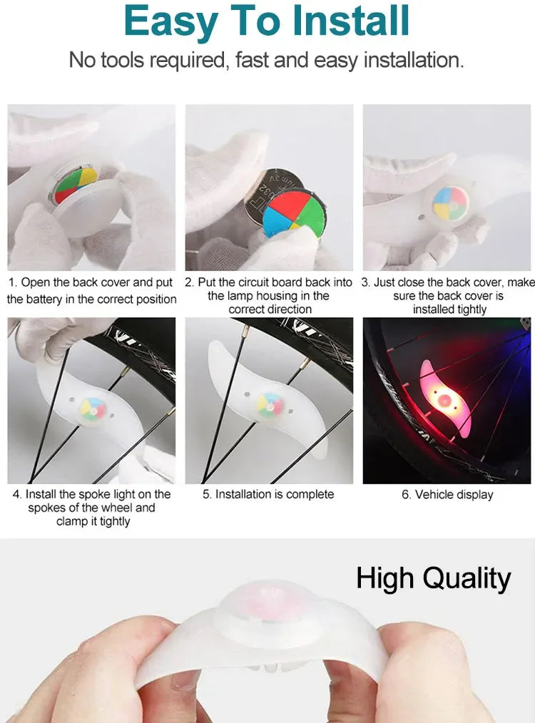 Colorful Bike Wheel Spoke Light Waterproof MTB Balance Bicycle Light LED Tyre Tire Flash Lights Warning Cycling Lamp Beauty World Shop