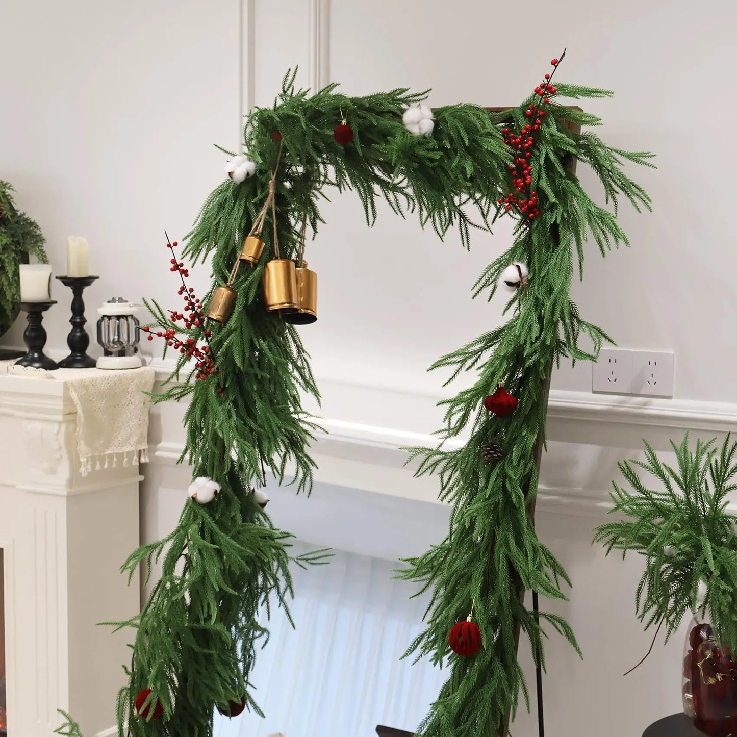 180cm Christmas Garlands Norfolk Pine Garland Artificial Plants Faux Greenery Vine for Home Table Xmas Party Festival Decoration Beauty World Shop