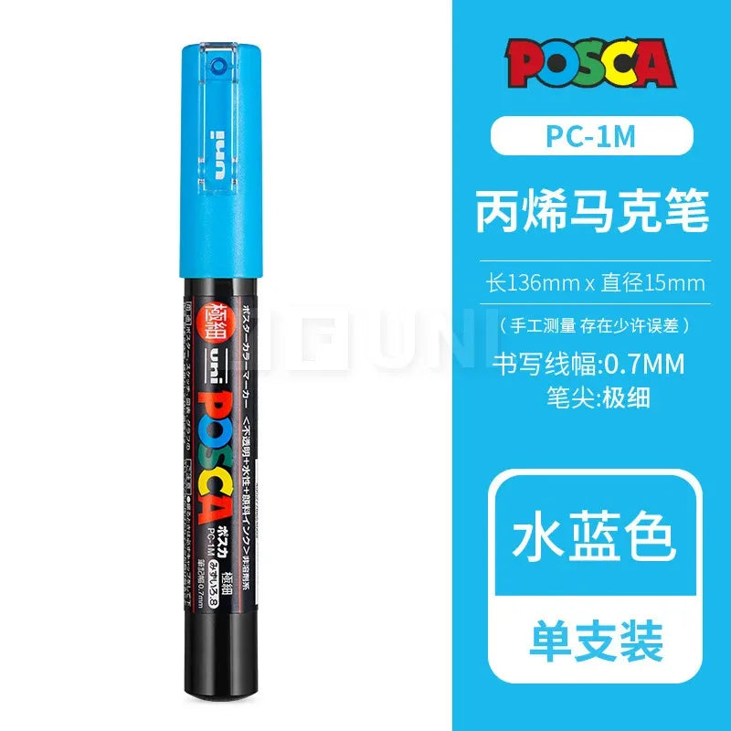 Uni Posca Full Marker PC-1M 3M 5M Multi-Colours Acrylic Permanente Rotulador Poster Graffiti Painting Pen For Fabric Rock Metal Beauty World Shop