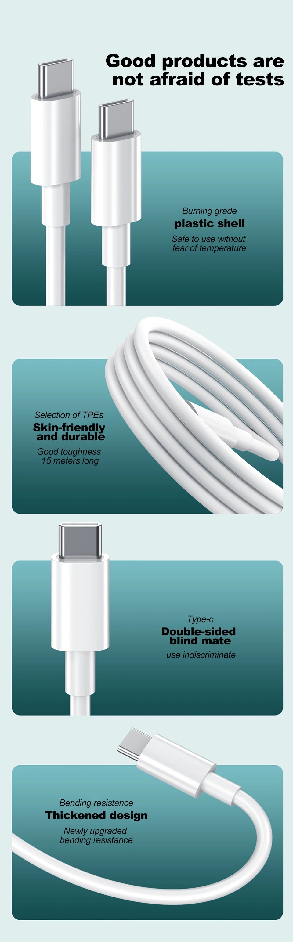100W USB-C to USB-C Fast Charging PD Cable For iPhone 15 16 17 Pro Max Huawei Mate 60 Xiaomi Samsung Type C to Type C Data Cable Beauty World Shop