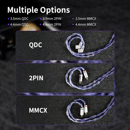 KBEAR Neon High-purity OFC Quad-cross IEM Headphone Cable 4 Core 3.5/4.4MM Balanced Replaceable HiFi Woven Structure Beauty World Shop