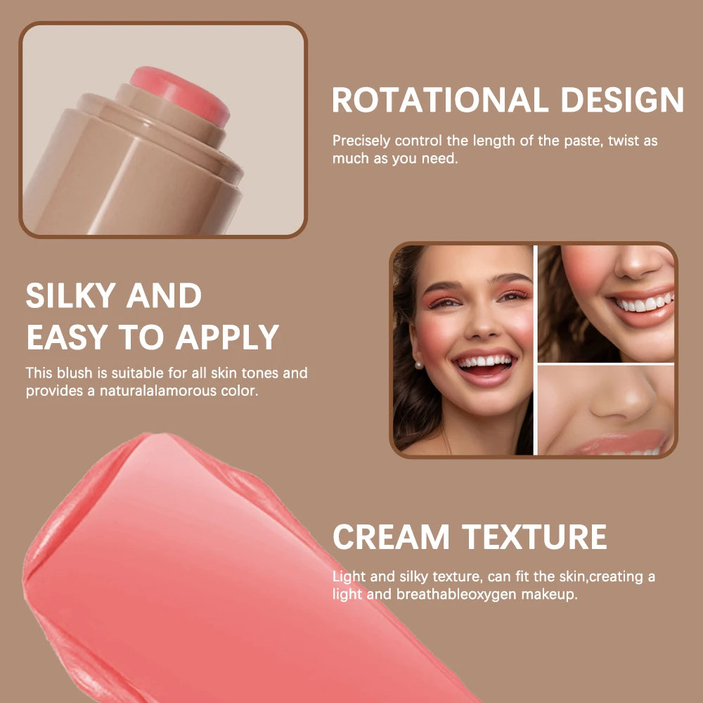 3-in-1Blush Stick Lasting Brightens Facial Cheek Stick Moisturizing Flash Lip Gloss Makeup Lip Gloss Face Rouge Beauty World Shop