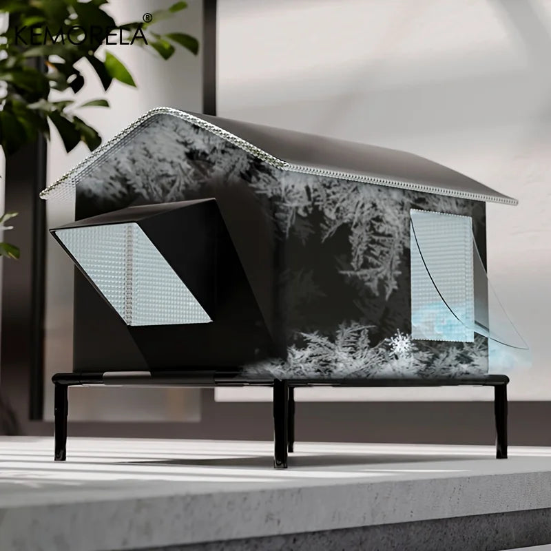 KEMORELA Elevated Pet House-Bed with Cooling Pads, Moisture-Proof Design for Indoor/Outdoor Use, Fits Small/Medium Pets