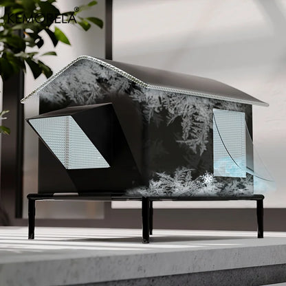 KEMORELA Elevated Pet House-Bed with Cooling Pads, Moisture-Proof Design for Indoor/Outdoor Use, Fits Small/Medium Pets