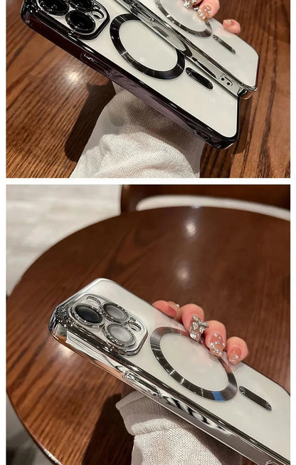 Plating Soft TPU Full Lens Protect Case for iPhone 13 14 12 11 15 Pro Max Plus Magsafe Magnetic Phone Case Wireless Charge Cover Beauty World Shop