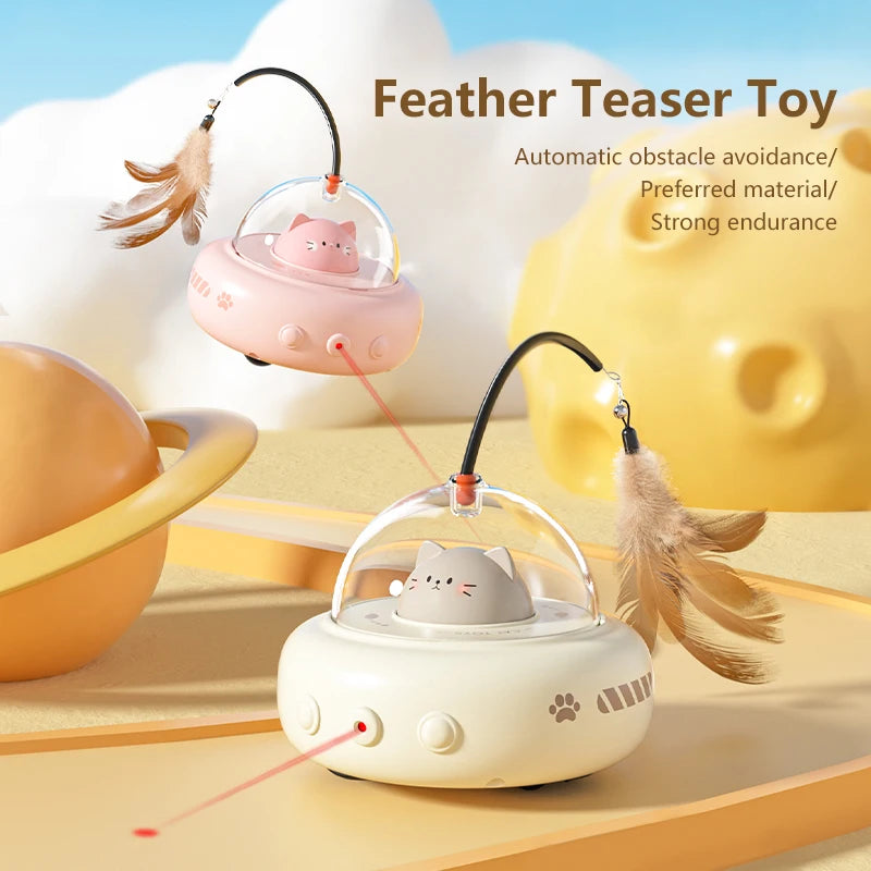 Smart Teaser Cat Toy Electric UFO Cat Teaser Stick With Bell Training Pet Toys Replaceable Feather Interactive Cat Supplies Beauty World Shop