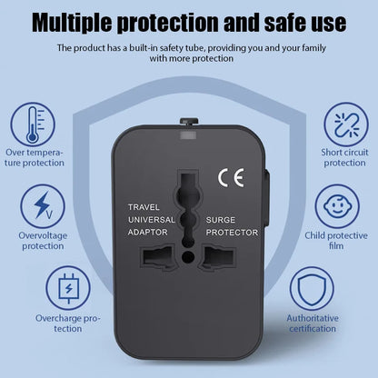 Universal Travel Adapter EU UK US AU AC Power Charger Adapter Outlet Converter Socket Plug Adaptor Connector with Dual USB Port Beauty World Shop