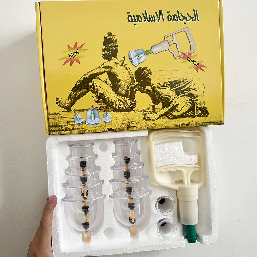 24/12Pcs Cupping Relaxation Set: Cupping Cups in Various Sizes, a Manual Pump, and a Detailed Guide Cupping Set for Massage Beauty World Shop