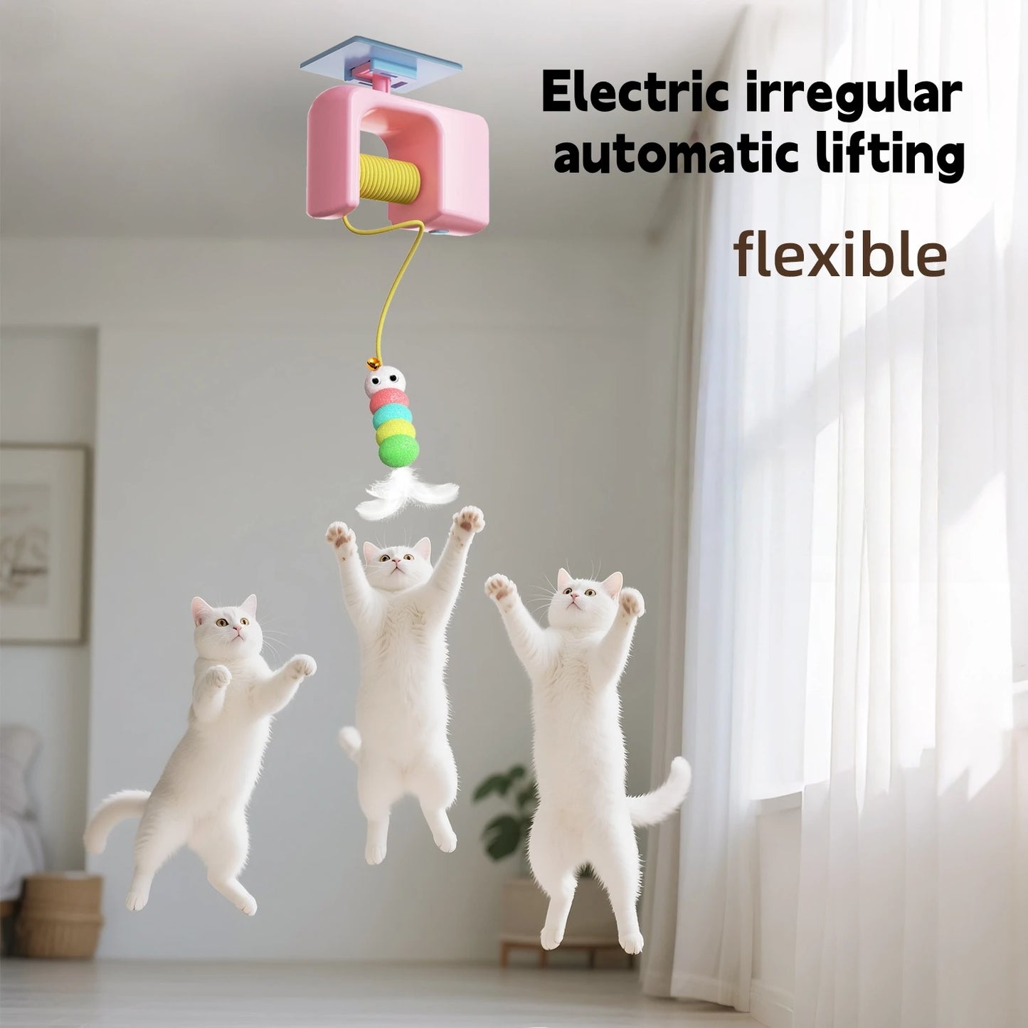 New Type Of Electric Cat Toy with 2 Ropes Smart Hanging Door Auto Swing Feather Toy A Self-entertainment And Cat-teasing Wonder Beauty World Shop