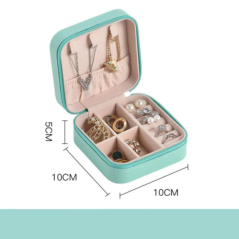 Portable Mini Jewelry Storage Box Travel Organizer Jewelry Case Leather Storage Earrings Necklace Ring Jewelry Organizer Display Beauty World Shop