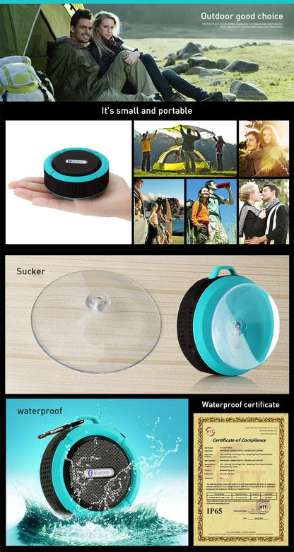 C6 Portable Wireless Bluetooth Speaker Waterproof Suction Cup Outdoor Sport Sound Box Mini Subwoofer Audio TF Mobile Loudspeaker