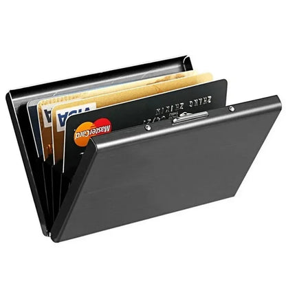 Anti-Scan RFID 6 Cards Large capacity Aluminum Metal Credit Card Holder Slim Blocking Wallet Case Business Card Protection Hold Beauty World Shop
