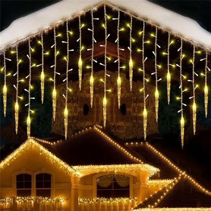 Christmas Garland LED Icicle Curtain String Lights Droop Outdoor Garden Street Wedding Decorative lighting Steady on Beauty World Shop
