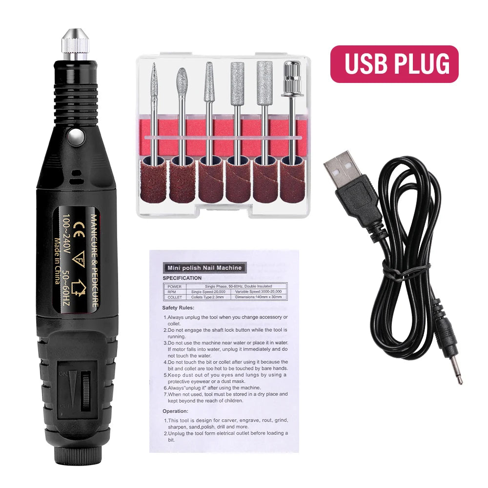 Nail Sander Set Electric Nail Drill Machine Grinding Equipment Milling Cutter For Manicure Pedicure Strong Polishing Tools