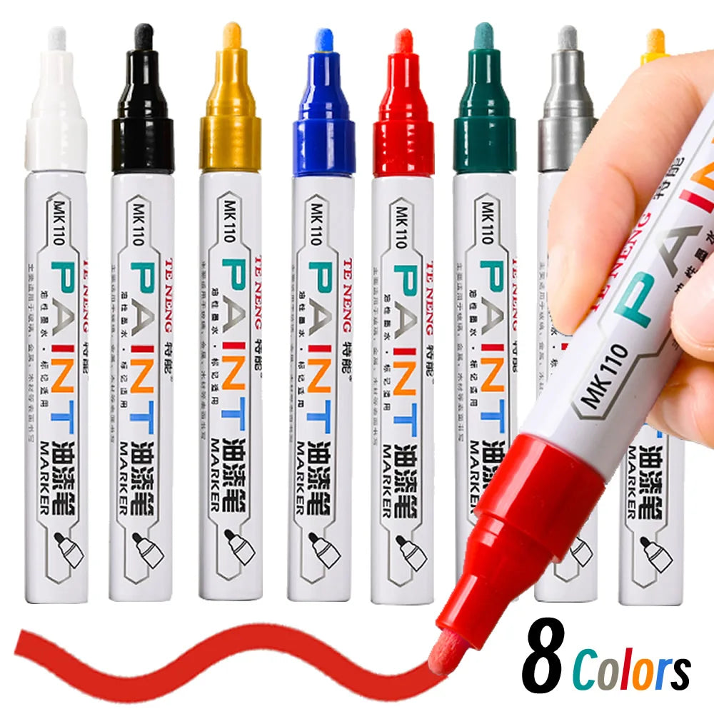 8 Colors Car Scratch Repair Paint Pen Quick Dry Touch Up Paint Repair Pen Waterproof Wheel Tyre Marker Auto Paint Marker Pens Beauty World Shop