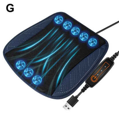 Summer Universal Car Cooling Cushion with 5/8 Fans, Three Wind Adjustment Cooled Chair Pad USB Seat Cushion Interior Accessories Beauty World Shop