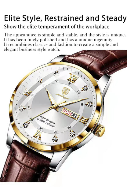 POEDAGAR Luxury Brand Men Watches Waterproof Luminous Leather Quartz Man Wristwatch Casual Sports Military Watch For Men relogio Beauty World Shop