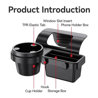 Car Cup Stand Phone Holder Mount Tray Side Door Window Storage Barrel Pocket Hanging Storage Rack with Auto Interior Accessories Beauty World Shop