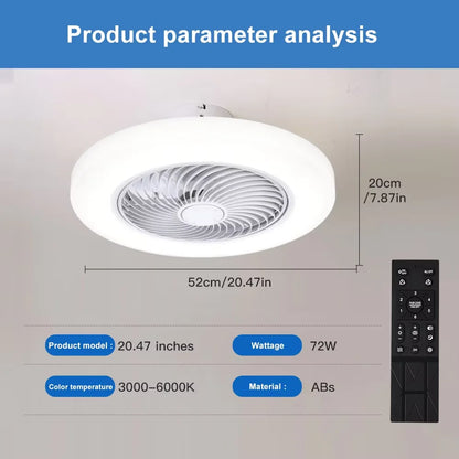Smart Ceiling Fan Fans With Lights Remote Control Bedroom Decor Ventilator Lamp 52cm Air Invisible Blades Silent Beauty World Shop