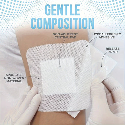 50pcs Large Size Hypoallergenic Non-woven Medical Adhesive Wound Dressing Band Aid Bandage Large Wound First Aid 6*7cm Beauty World Shop