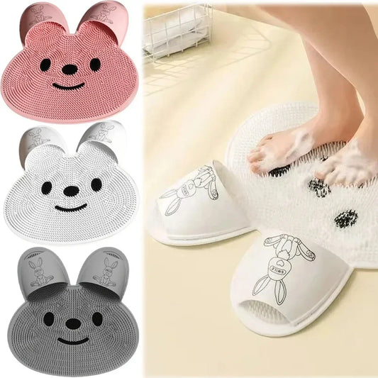 1pc，Rabbit Bathroom Shower Anti Slip Mat, Circular Massage Foot Mat, Back Suction Cup,Foot Scrubber, Back Scrubber Beauty World Shop