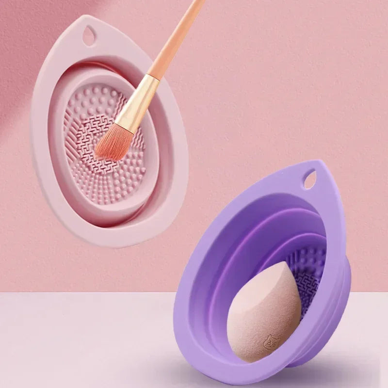 Silicone Makeup Brush Cleaner Folding Powder Puff Cleaning Bowl Eyeshadow Brushes Washing Soft Mat Beauty Tools Scrubber Box Beauty World Shop