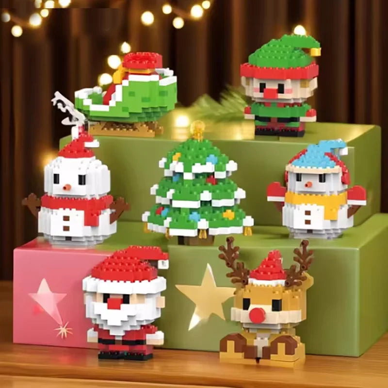 Christmas Building Block Santa Claus Snowman Elk Tree Micro Brick Puzzle Assembly Model Home Decoration Xmas Party Gift Kid Toy Beauty World Shop