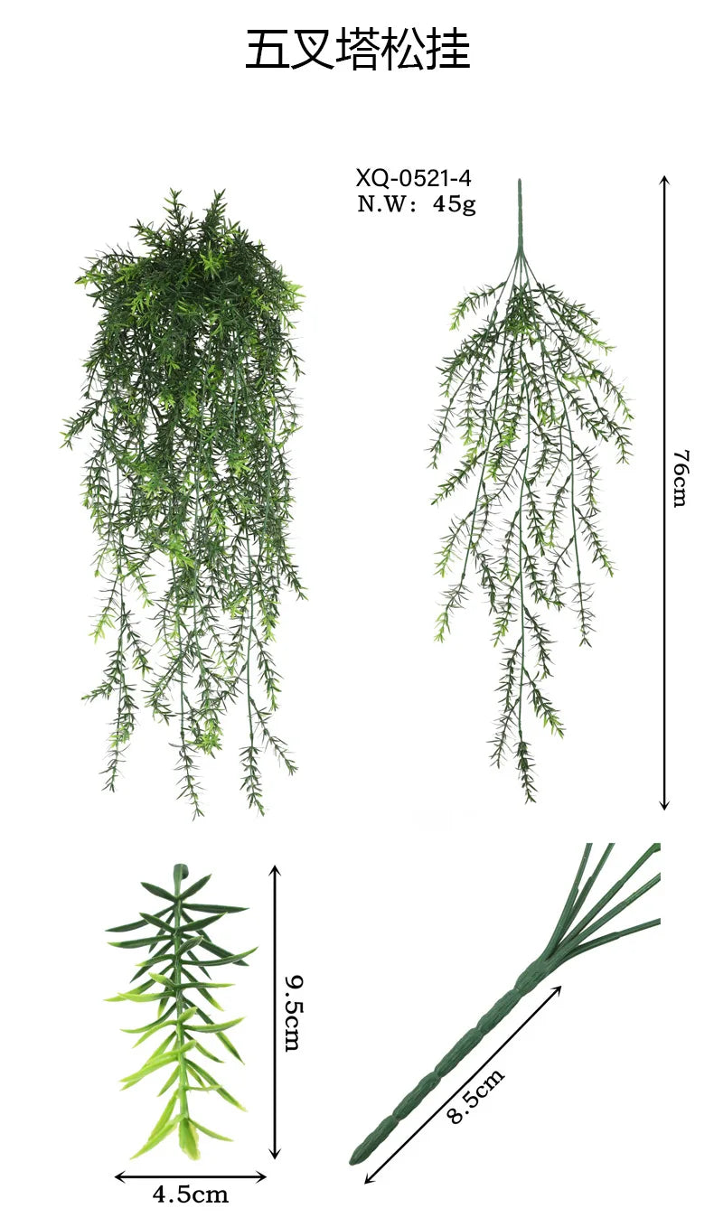 90cm Persian fern Leaves Vines Home Room Decor Hanging Artificial Plant Plastic Leaf Grass Wedding Party Wall Balcony Decoration Beauty World Shop