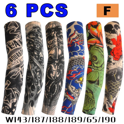 6 PCS Tattoo Sleeves Unisex Summer Cycling Sun Protection Arm Covers Beach Driving Fishing Breathable Nightclub Elastic Sleeves Beauty World Shop