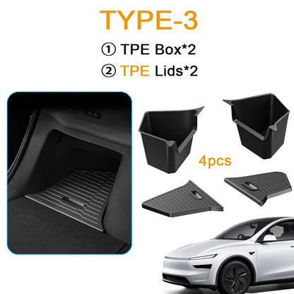 USVOTOV Trunk Organizer for Tesla Model Y Juniper Launch Refresh 2025 Rear Trunk Storage Bins Side Box Organiser TPE Accessories Beauty World Shop