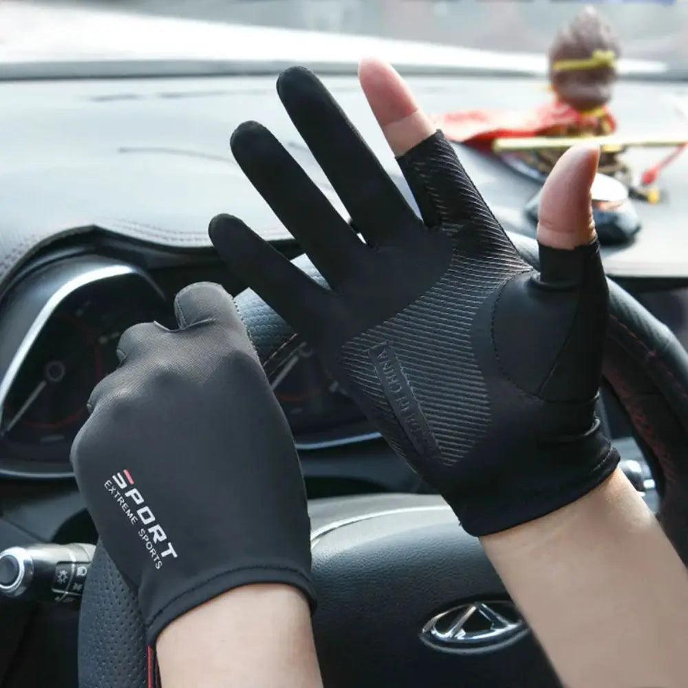 Ice Silk Halffinger Cycling Gloves for Men and Women Outdoor Sports Fitness Driving Fishing Highelastic Comfortable Beauty World Shop